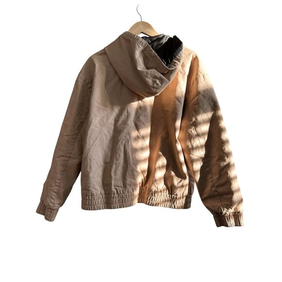 NWT Women's Medium Hooded Canvas Oversized Bomber Jacket w/ Front Pockets, MSRP - Picture 2 of 8